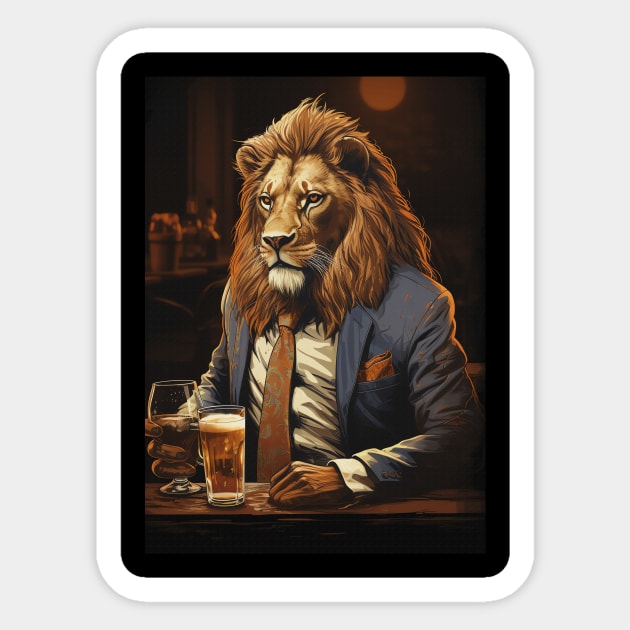 Funny Lion Beer Sticker by Nenok